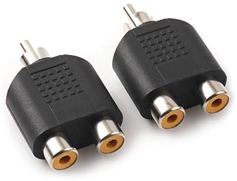 NANYI RCA Mâle vers 2 Têtes Audio Femelles, Adaptateur Audio Stéréo Interconnexion, 2 Packs (M-2xF)