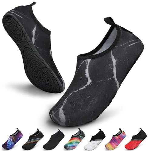 SAGUARO Damen Herren Badeschuhe Wasserschuhe Schwimmschuhe Männer Frauen Barfußschuhe für Strand,Pool,Meer,Wassersport,Surfen,Aqua Cycling,Segeln,Bootfahren,Windsurfen(Schwarz,40/41 EU)