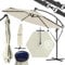 Kingsleeve® Ampelschirm LED Beleuchtung UV Schutz 80+ Solar Ständer Schutzhülle 300cm Groß Kurbel Balkon Terrasse Gartenschirm Sonnenschirm Creme