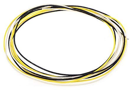 Musiclily Pro Vorverzinnter Gitarrendraht 22 AWG Gauge Vintage Style Stoffbezug Push-Back Wire, Schwarz Weiß und Gelb (je 2 Meter)