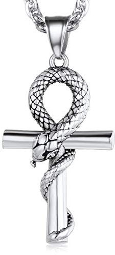 FaithHeart Vintage ägyptische Ankh Kreuzkette mit schlange herren Jungen Ägyptischer Ankh Anhänger mit Geschenkebox für Geburtstag Halloween