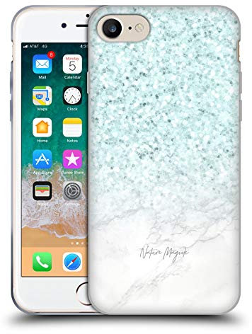 Head Case Designs Officially Licensed Nature Magick Turquoise Teal Sparkle Pastel Glitter Marble Gel Case [Military Grade] Compatible with Apple iPhone 7/8 / SE 2020 & 2022 & Compatible with MagSafe