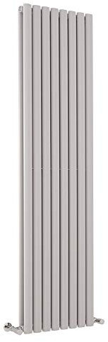 Milano Aruba - Light Grey Vertical Double Oval Panel Radiator - 1780mm x 472mm