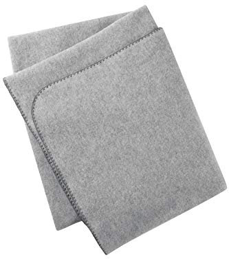 Engel Natur, Baby Fleece Decke mit Muschelkante, 100% Wolle (kbT) (80x100 cm, Grau Melange)