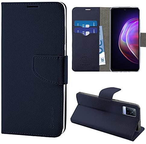N NEWTOP Cover Compatibile per Vivo V21 5G, HQ Lateral Custodia Libro Flip Magnetica Portafoglio Simil Pelle Stand Protettiva (Blu)