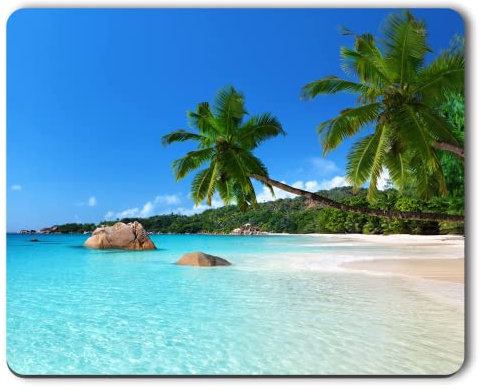 Atufsuat Mouse Pad, Beach Style Anti-Slip Rubber Mouse Pads, Cute Gaming Mouse Pad for Laptop & Computer, Customized Mousepad for Women Men, Square Office Mouse Mat Desk Decor, 10.2 x 8.7, Blue
