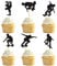 Blumomon 24 Pack Skateboard Cupcake Toppers Black Glitter Skateboarding Cupcake Picks Sport Skating Theme Bachelorette Birthday Party Cake Decorations Supplies