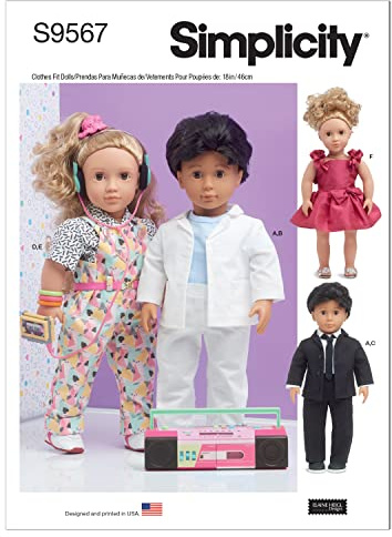 Simplicity SS9567OS 18 Doll Clothes OS One Size Only