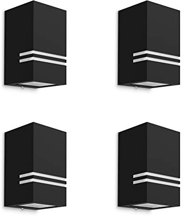 SSC-LUXon 4 Stück JOVO-S Wandlampe schwarz aus Edelstahl - IP44 Außenwandleuchte einflammig 1x GU10 (ohne Leuchtmittel)