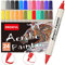 Acrylic Paint Pens Markers,24 Color Paint Markers Dual Fine & Brush Tips For Rock Painting,Fabric,Metal,Glass,Wood,Canvas,Ceramic,Plastic,Non-Toxic & Odor,Premium Art And DIY Craft Supplies