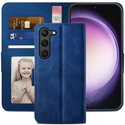 YATWIN for Samsung Galaxy S23 5G Case, Flip Wallet Leather Case with Card Slot and Shockproof Function Kickstand Phone Cases Cover for Samsung S23 - Blue