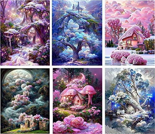 Mapoor 6 Pack Diamond Painting Kits for Adults - Landscape 5D Paintings with Diamond Dots Full Drill Gem Art and Crafts DIY Gift and Home Decor 12X16 inch