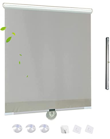 KOOEIN Tende a Rullo oscuranti Retrattile, Tende Parasole, Tende Avvolgibile con Ventose per finestre/Porte, Tenda Isolamento Termico, Grigio-30x125cm/12x49in