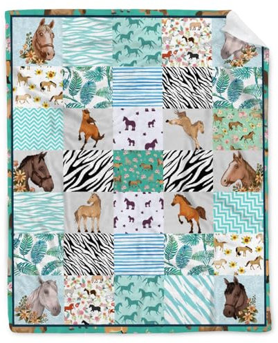 BEFOOD Pferdedecke, Pferde-Geschenke für Mädchen, 10–12 Frauen, Teenager, leicht, gemütlich, Flanell-Fleece-Überwurf, Decke, Pferdedekoration, Tierdecke, 127 x 101 cm