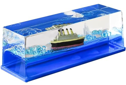Abaodam Unsinkable Cruise Ship Fluid Drift Bottle Ornament 5.75In Desktop Boat Decor Birthday Gift for Men Unique Ocean Theme Decoration