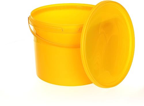 BenBow Seau avec Couvercle 10L Jaune 1x 10 Litre - apte au Contact Alimentaire, Stable, hermétique, étanche, sans Odeur - récipient de Stockage en Plastique, avec poignée - Vide