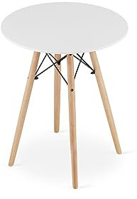 VBChome Esstisch Runden 60 cm Weiß Küchentisch Wohnzimmertisch Esszimmertisch Tisch Holzwerkstoff Modernes Design Weiß