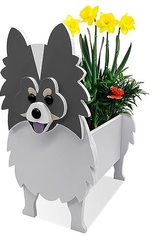 JILIP Pot de Fleur de Poméranie de Dessin Animé, Jardinières pour Chiens pour Plantes D'intérieur Et D'extérieur, Office Home Jardinage Décorations Pot de Fleurs (Color : Gray)