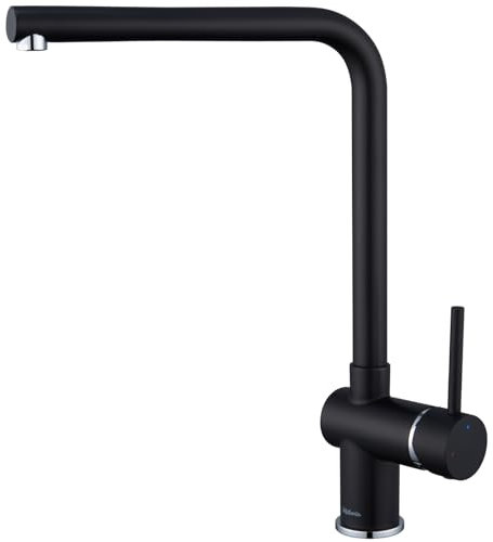 Kelleria Rubinetto Cucina Nero, Rubinetto da Cucina Girevole a 360°, Miscelatore Monocomando per Acqua Calda e Fredda per il Lavandino, Rubinetto Cucina per Lavello, Facile da Installare