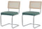 BenyLed Lot de 2 Chaises de Salle à Manger en Velours avec Pieds en Métal Chromé ; Chaises de Cuisine Modernes avec Dossier en Bois Massif de Rotin (Vert- Velours hollandais)