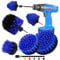 Drill Brush Attachment Set, 5pcs 1/4in Power Scrubber With 1pcs Extend Long Attachment for Cleaning Showers, Tubs, Bathroom, Tile, Grout, Carpet (5 Brushes Blue)