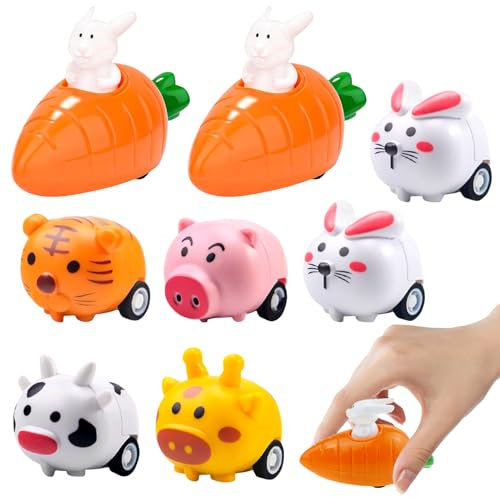 Giugio Ostergeschenke Kinder, 8X Aufziehbare Osterhasen Tier Set, Ostern Geschenke Kinder, Aufziehbare Osterhasen Tier, Mitgebsel Kindergeburtstag für Jungen Mädchen 1 2 3 4 5 6 Jahr