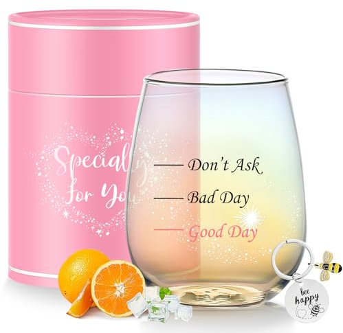 Yalucky Cadeaux d'anniversaire pour femme, verres à vin personnalisables, cadeaux de Noël pour elle, cadeaux d'amitié fantaisie pour collègues, mère, sœur, petite amie, idée cadeau pour femme