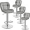 Yaheetech Barhocker 4er Set Höhenverstellbar 360°Drehbar Barstühle Küchenstühle mit Rückenlehne und Fußstütze, Barstuhl aus Samt Sitzhöhe 62,5 cm - 84,5 cm für die Küche, Hellgrau
