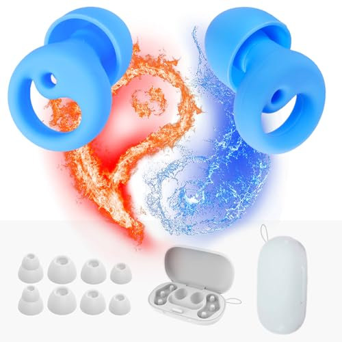 Bingxue Noise Cancelling Earbuds,Reduce Snoring/Loud Noise for Sleeping Ear Plugs,4 Pairs Ear Tips&One Stylish Headphone Case for Concert/Travelling/Shotting/Motor Cycling(Blue)