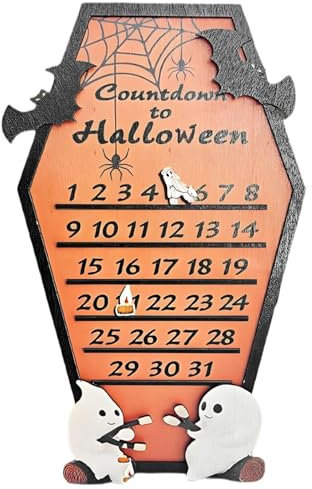 Halloween -Adventskalender, COUNDDOWN -Kalender von hölzernem Sarg mit beweglichen Blöcken, 3,9x11.8 Fun Halloween Décor, Halloween Advent Calender