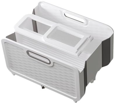 SiaBiced Cesta de Limpieza de trapeador Rectangular, Cubo de trapeador Plegable con asa, Cubo Plegable con Ruedas, para Limpieza de casa, Playa, Doble Cañón