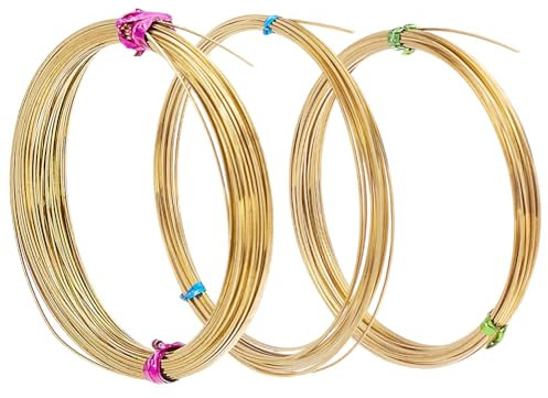 PH PandaHall 3 Dimensioni 27m Filo di Ottone Modellabile Filo di Rame Quadrato per Perline Filo per Gioielli 0.8/0.6/0.4mm Filo di Rame Morbido Morto per Creazione di Natale Gioielli Artigianali