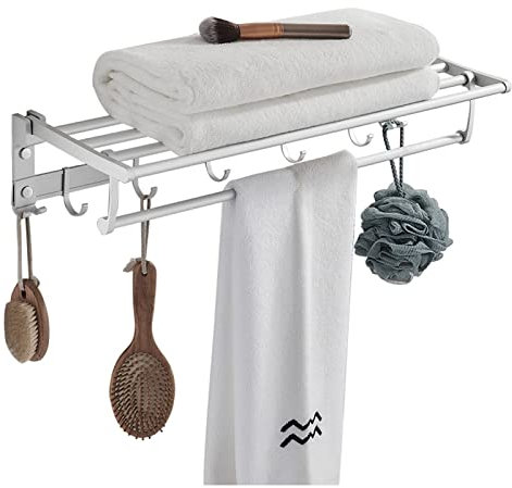 GUIXAN Porte-Serviettes de Salle de Bain, Porte-Serviettes de Bain Mural Espace Aluminium perforé Pliable Salle de Bain Toilette matériel de Salle de Bain Porte-Serviettes argent/12X20X59