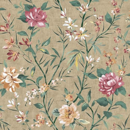 Holden Eastern Horizons Oriental Trail Wallpaper - Floral Flowers Botanical Naturistic - Stylish Trendy Feature Wall Taupe (13821)