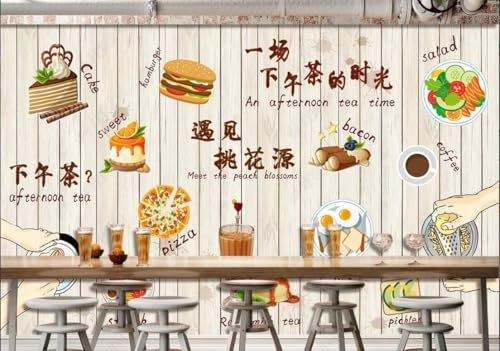 rskjdghshd Papier Peint Photo Personnalisé 3D Mur De Fond De Magasin De Thé Au Lait De Thé De L'Après Midi Happy Hour-150Cmx105Cm