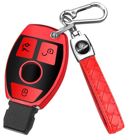 QBUC Schlüsselanhänger mit Schlüsselanhänger, kompatibel mit Mercedes-Benz A B C E G R S M Klasse CLA CLK AMG CLS GLA GLC GLE GLK GLS SLC SLS GL GT ML SL (rot)