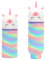 Augesak Federmäppchen Mädchen, 2-in-1 Kawaii Federmäppchen Einhorn, Schulmäppchen aus weichem Silikon, Stifte Mäppchen Mädchen, Cartoon Federmäppchen mit Reißverschluss für Kinder Schulbedarf (Weiß)