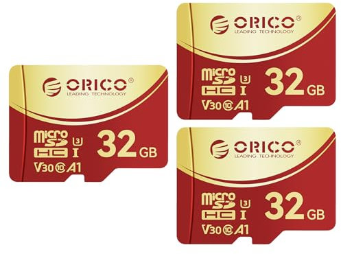 3 Pack ORICO F3 32 GB microSDXC UHS-I Speicherkarte, 100MB/s, 4K UHD Recoding, U3, Class10, V30, A1, Micro SD für Action Kamera, Dash Cam, TF Karte