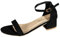 Sandali da donna eleganti casual estivi versatili fibbia tacco spesso tacco basso sandali tinta unita lavoro ufficio scarpe, Nero , 38.5 EU