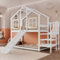 Seyakany Lit Cabane Enfant 90x200cm avec Toboggan et fenêtre,lit superposé 1 Place avec escalier et Rampe,Protection antichute,Cadre de lit en Bois Massif pour Enfant/Adolescents,sans Matelas,Blanc