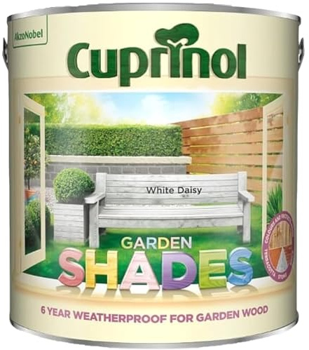 DUAYRA Garden Shades Paint | Quick Drying Water Based | For Garden Fence, Shades, Benches, Terracotta, Brick, Stone | Exterior Wood Furniture | Long Lasting (White Daisy, 1 Liter)