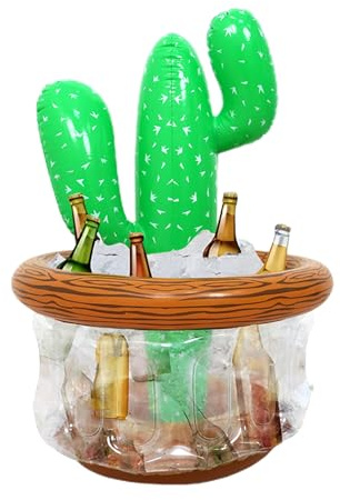 Glacière gonflable en forme de cactus, seau à glace pour fête de piscine, support de boisson flottant pour thème hawaïen, fournitures de fête d'été, accessoire de bar amusant en plein air, événement