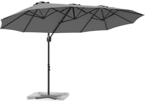 vidaXL Garden Cantilever Parasol Anthracite 372 x 198 x 243 cm, Adjustable Cantilever Umbrella, Heavy-Duty Garden Shade, Water-Resistant Materials, Modern Outdoor Parasol for Terrace