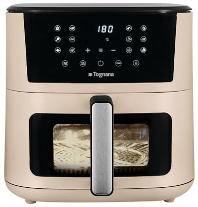 Tognana, Friggitrice ad aria 10L, doppia resistenza, display digitale, timer, 80-200°C, finestra, 2300W, Champagne