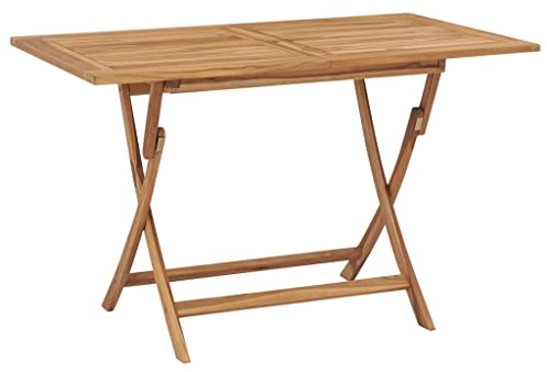 Owoxanthellate Gartentisch Klappbar 120x70x75 cm aus massivem Teakholz mit Sonnenschirmloch Wetterfeste Esstisch wetterbeständig für Balkon Terrasse Camping