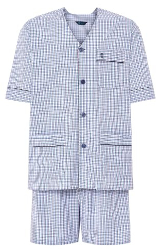 El Búho Nocturno Pyjama Homme Été Court Judo Popeline à Rayures Pyjamas pour Hommes, 100% Coton, Blanc 4552, XL