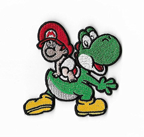 Yoshi 's Island Patch (8,9 cm) Super Mario Brothers bestickt Eisen/Nähen auf Badge DIY Aufnäher Souvenir Baby Mario/Yoshi Dinosaurier Retro