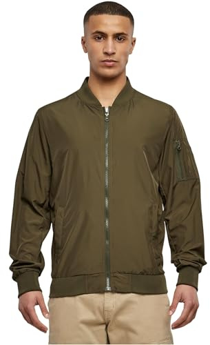 Build Your Brand Men's Nylon Bomber Jacket Bomber Jacket Not Applicable, Green (Olive 00176), X-Large