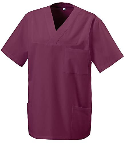EXNER Medizinischer Schlupf-Kasack, OP-Kasack, Unisex, für Krankenpflege, Altenpflege, Farbe Bordeaux, Größe M