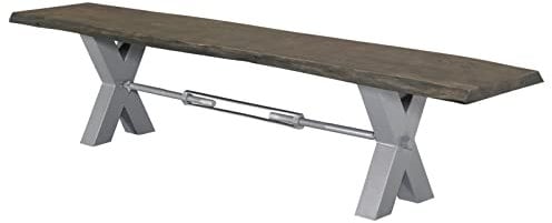 Massivmoebel24.de Bank Akazie 180x38x46 grau lackiert Metall Iron Label #141 modern
